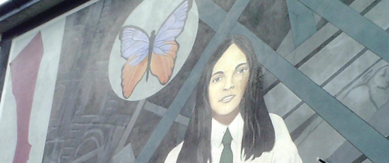 Painting of the famous Death of Innocence mural in Derry, Northern Ireland, featuring Annette McGavigan who was shot by a British soldier in 1971