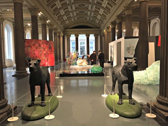 At Galsgow Museum of Modern Art: Kenny Hunters sculpture: "Churchills Dogs"
