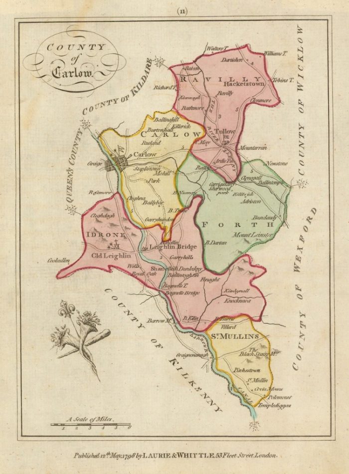 Laurie and Whittle Map of the County of Carlow from 1798